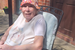 Sitting in the sun at care home Hyde