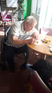 colouring rainbows Chesterfield care home