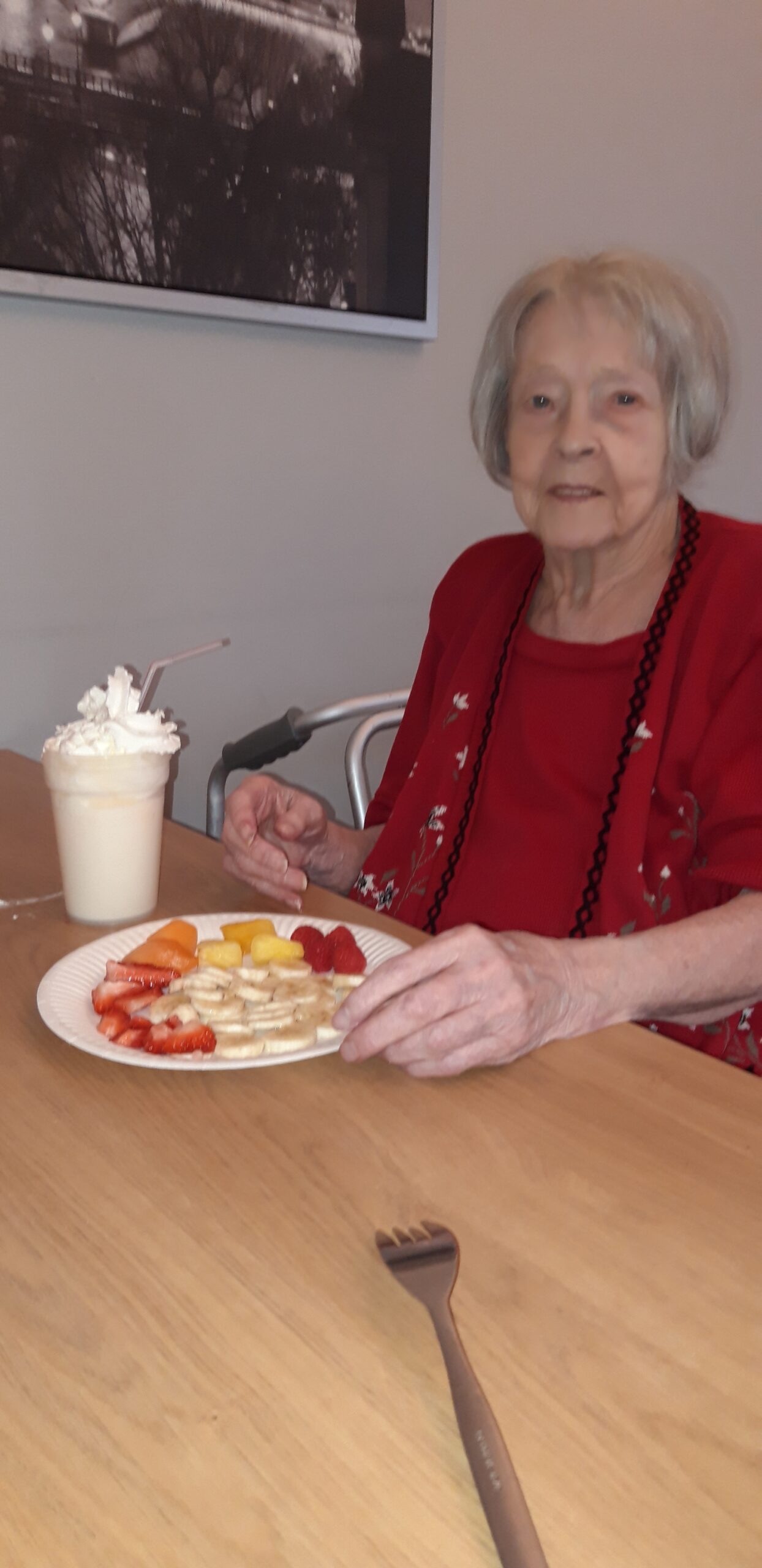 ice cream and fruit in care home Hyde